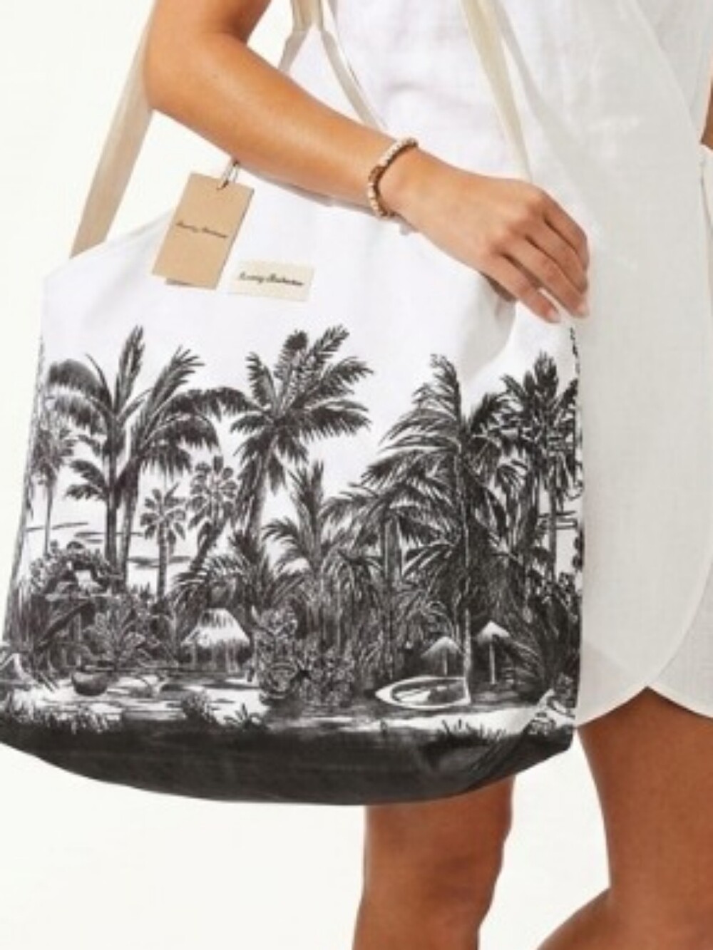 NEW Tommy Bahama Reversible Slouchy Canvas Tote
